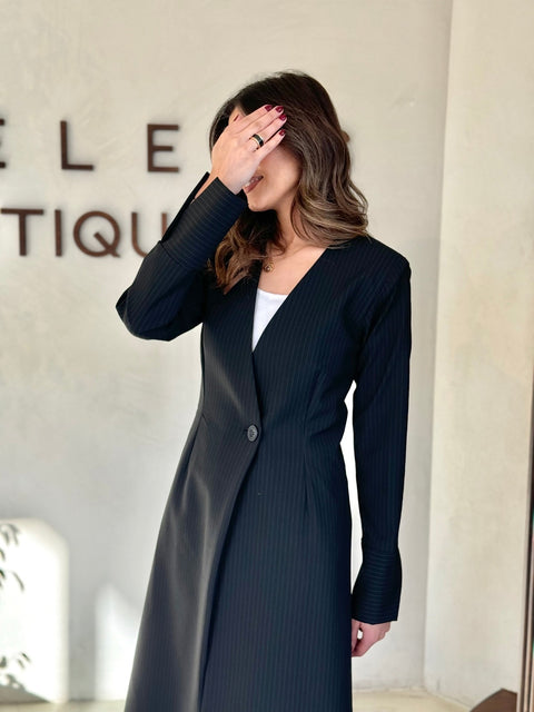 Black striped blazer